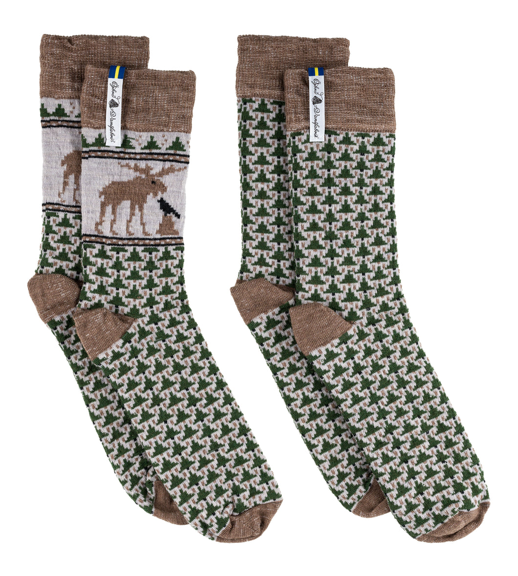 Skogen Pattern Swedish Everyday Socks Ojbro Vantfabrik, 2 Pack